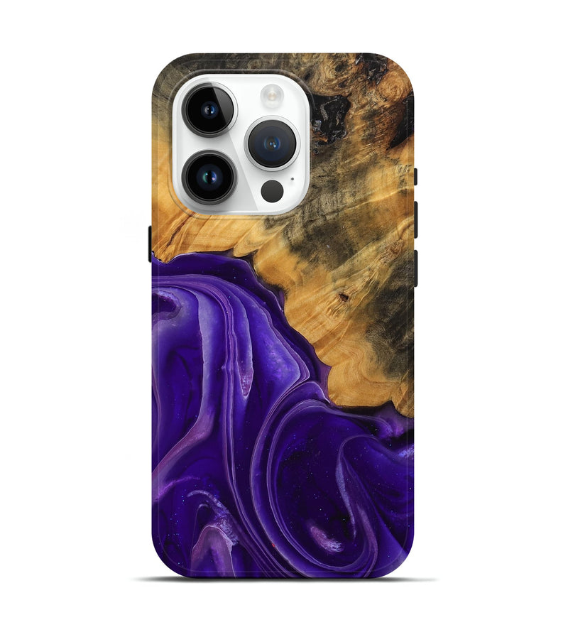 iPhone 15 Pro Wood Live Edge Phone Case - Emilda (Purple, 744094)