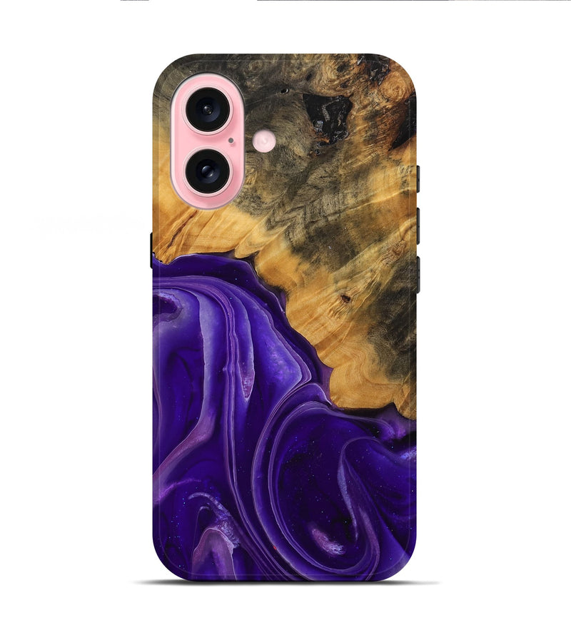 iPhone 16 Wood Live Edge Phone Case - Emilda (Purple, 744094)