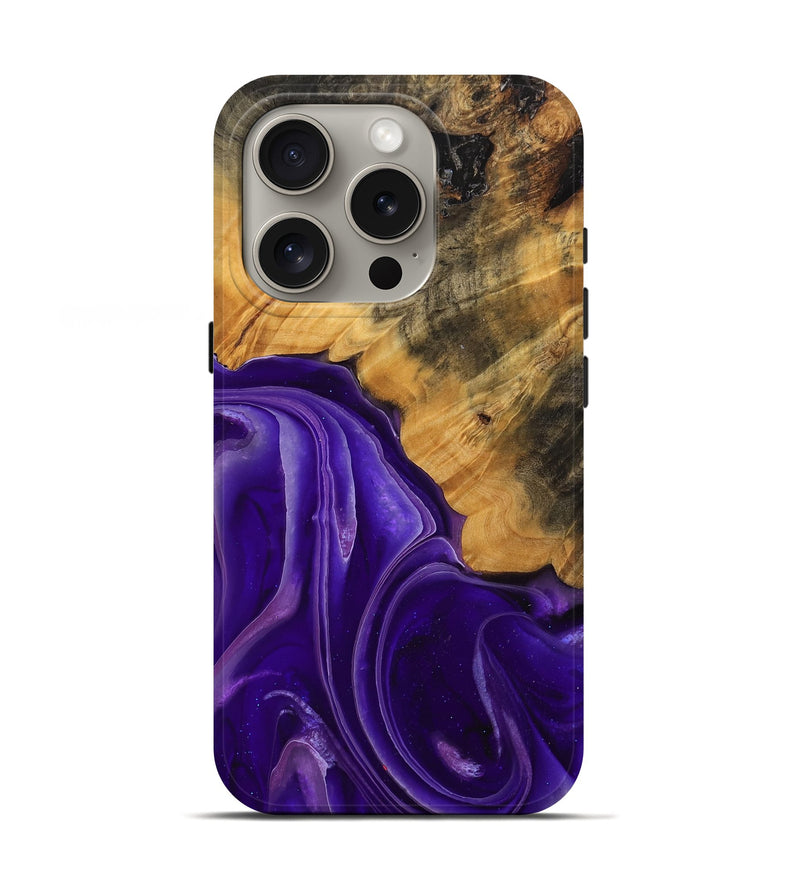 iPhone 16 Pro Wood Live Edge Phone Case - Emilda (Purple, 744094)