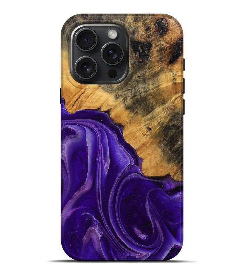 iPhone 16 Pro Max Wood Live Edge Phone Case - Emilda (Purple, 744094)