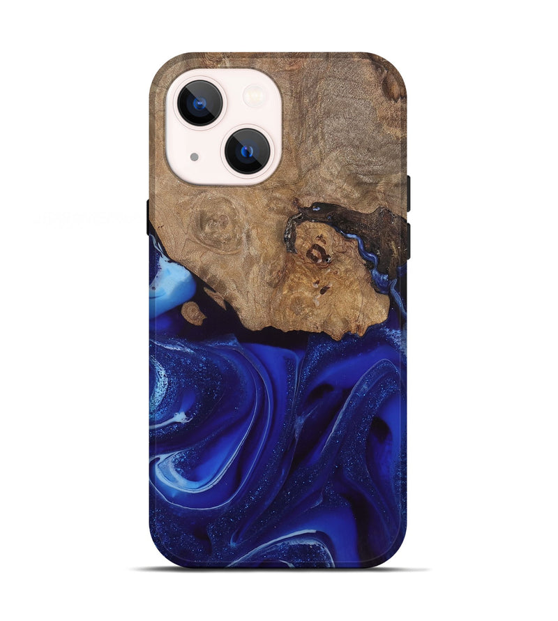 iPhone 13 Wood Live Edge Phone Case - Rashawn (Blue, 744099)