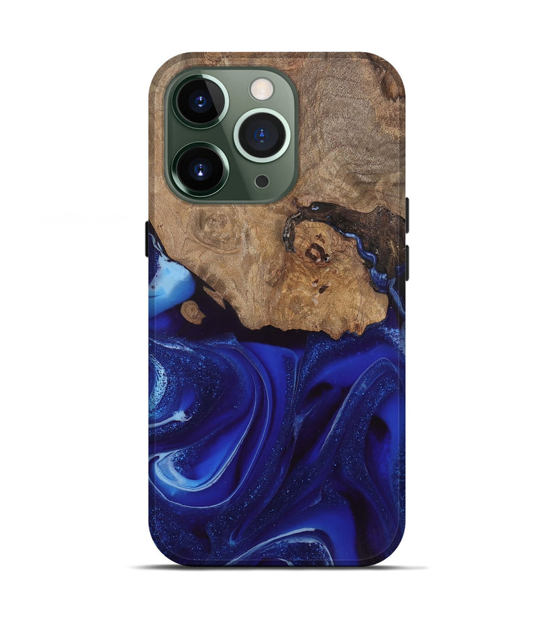 iPhone 13 Pro Wood Live Edge Phone Case - Rashawn (Blue, 744099)