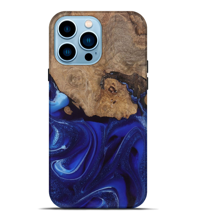 iPhone 14 Pro Max Wood Live Edge Phone Case - Rashawn (Blue, 744099)