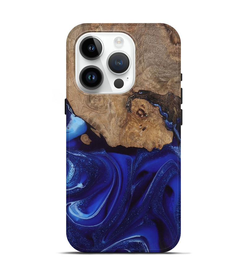 iPhone 15 Pro Wood Live Edge Phone Case - Rashawn (Blue, 744099)