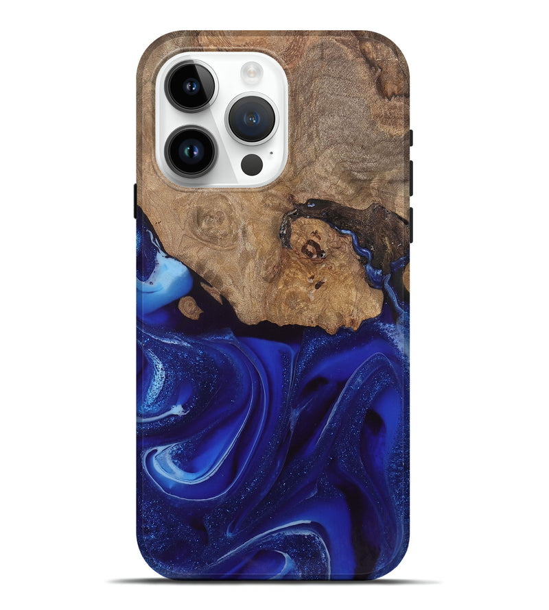 iPhone 15 Pro Max Wood Live Edge Phone Case - Rashawn (Blue, 744099)