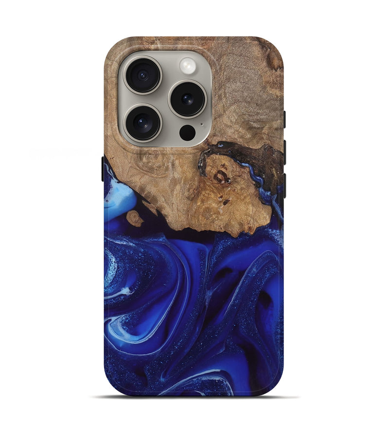 iPhone 16 Pro Wood Live Edge Phone Case - Rashawn (Blue, 744099)