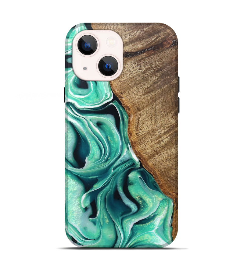 iPhone 13 Wood Live Edge Phone Case - Anica (Green, 744101)