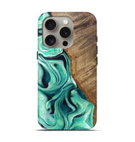 iPhone 16 Pro Wood Live Edge Phone Case - Anica (Green, 744101)