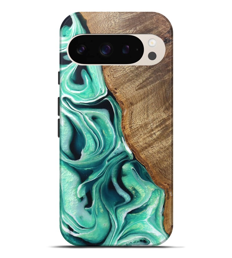 Pixel 9 Pro XL Wood Live Edge Phone Case - Anica (Green, 744101)