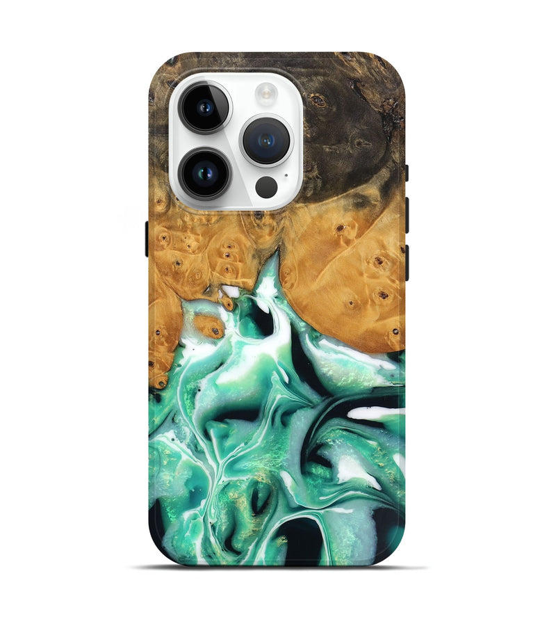 iPhone 15 Pro Wood Live Edge Phone Case - DeeAnn (Green, 744105)