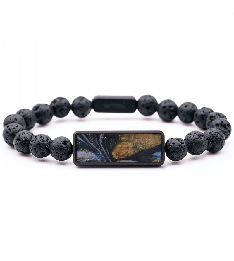 Lava Bead Wood Bracelet - Ainsley (Teal & Gold, 744286)