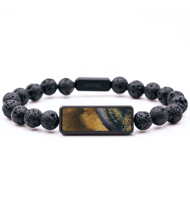 Lava Bead Wood Bracelet - Gwen (Teal & Gold, 744287)