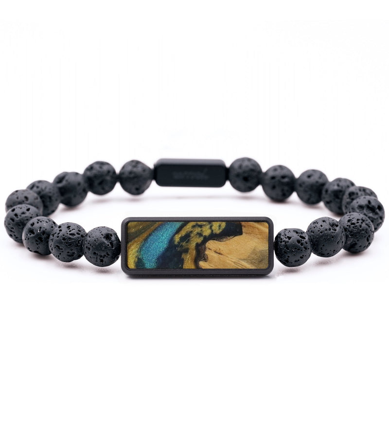 Lava Bead Wood Bracelet - Sutton (Teal & Gold, 744288)