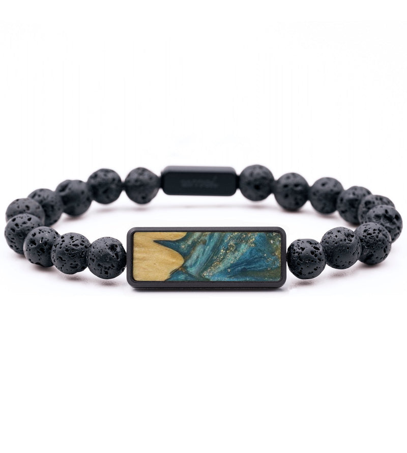 Lava Bead Wood Bracelet - Emmett (Teal & Gold, 744292)