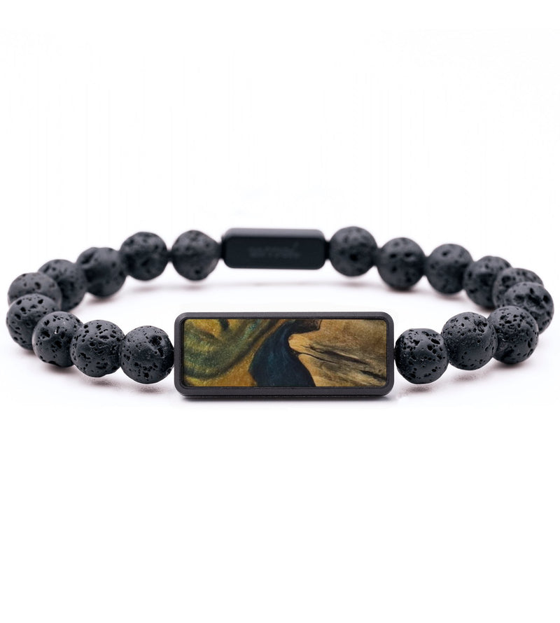 Lava Bead Wood Bracelet - Emilio (Teal & Gold, 744293)