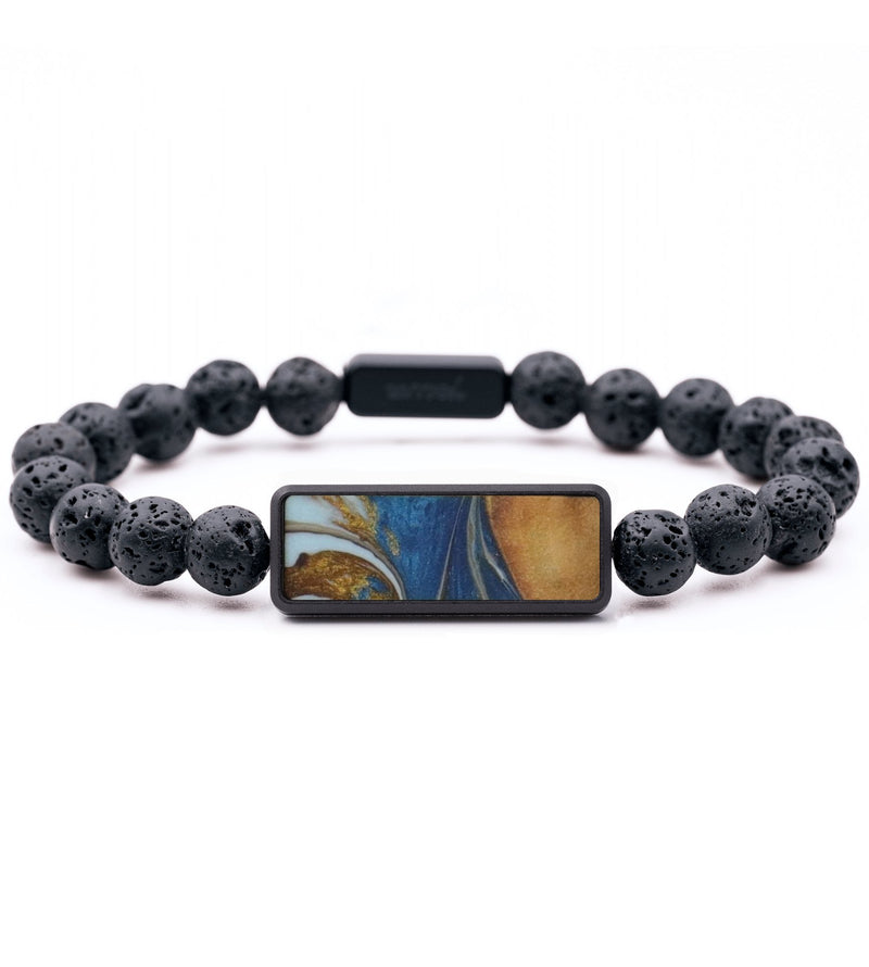 Lava Bead Wood Bracelet - Ace (Teal & Gold, 744296)