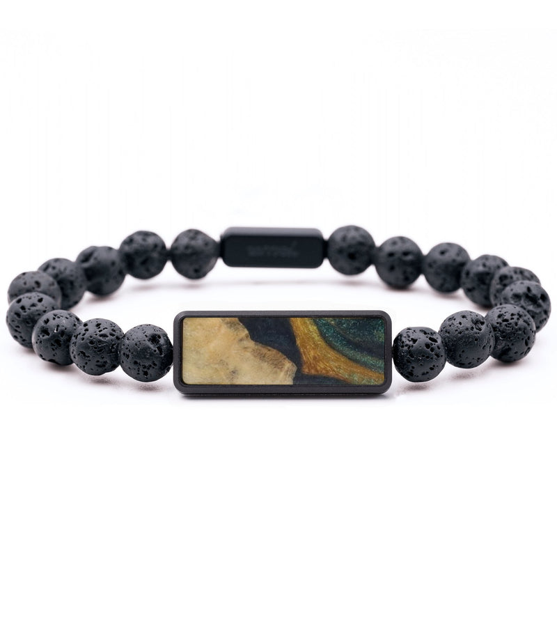 Lava Bead Wood Bracelet - Gunner (Teal & Gold, 744298)