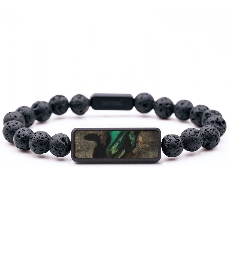 Lava Bead Wood Bracelet - Alexandra (Green, 744312)