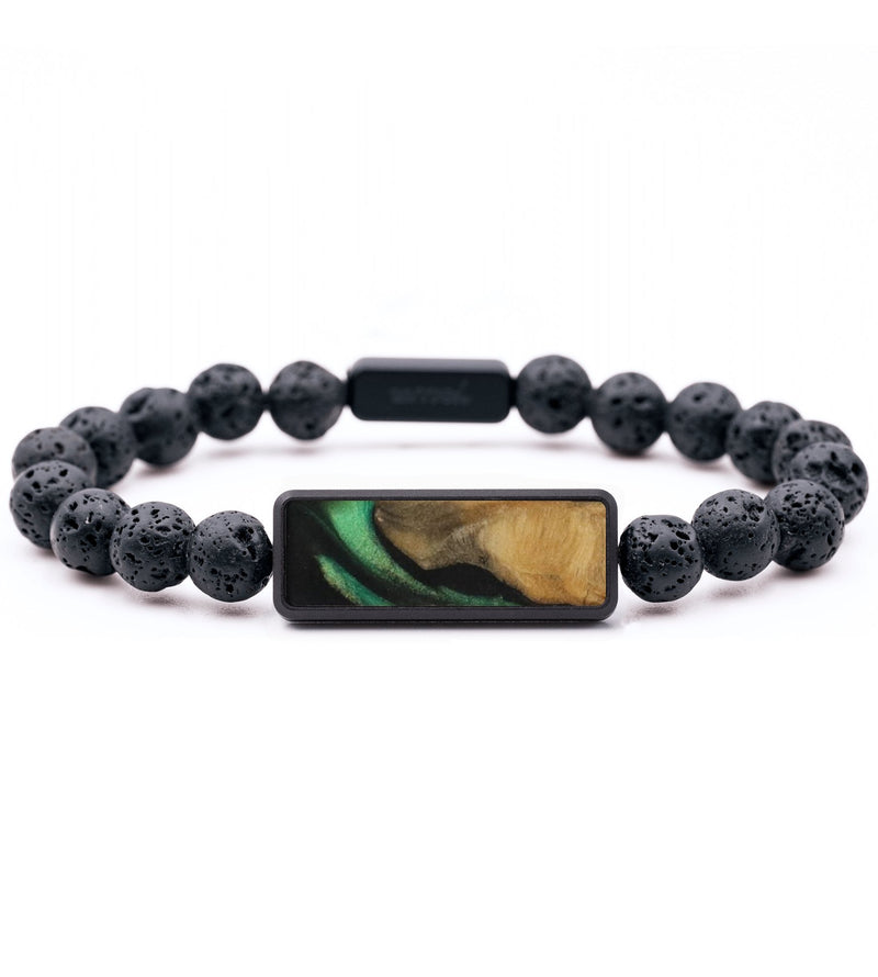 Lava Bead Wood Bracelet - Antoine (Green, 744313)