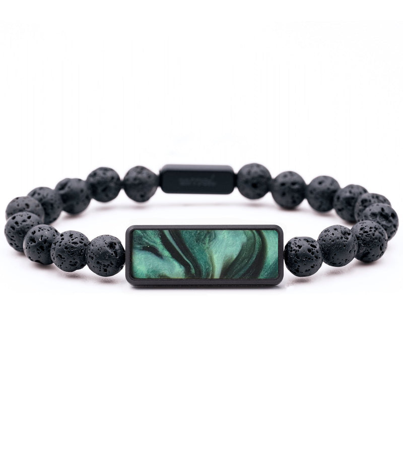 Lava Bead Wood Bracelet - Callum (Green, 744320)