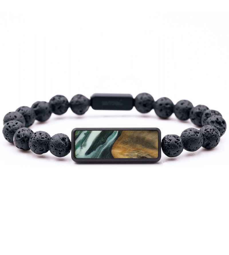 Lava Bead Wood Bracelet - Ida (Green, 744330)