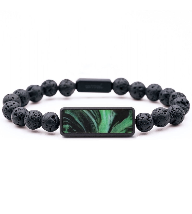 Lava Bead Wood Bracelet - Donnie (Green, 744334)