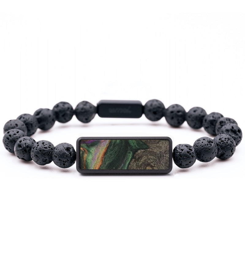 Lava Bead Wood Bracelet - Kason (Green, 744337)