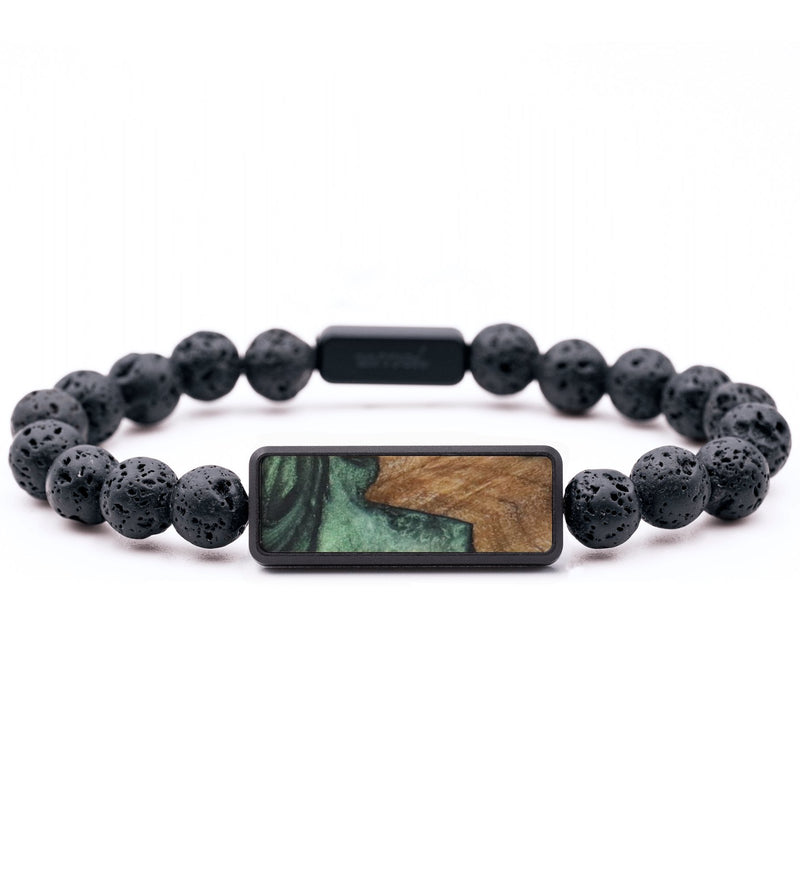 Lava Bead Wood Bracelet - Ramona (Green, 744340)