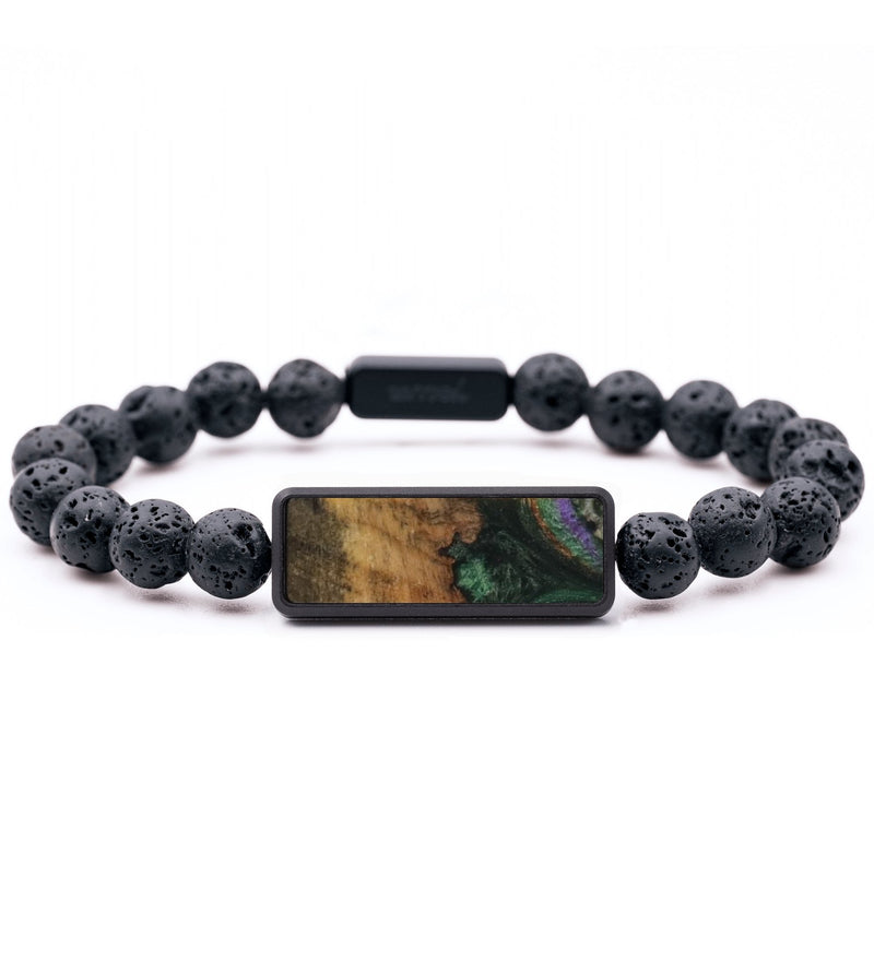 Lava Bead Wood Bracelet - Zachariah (Green, 744342)