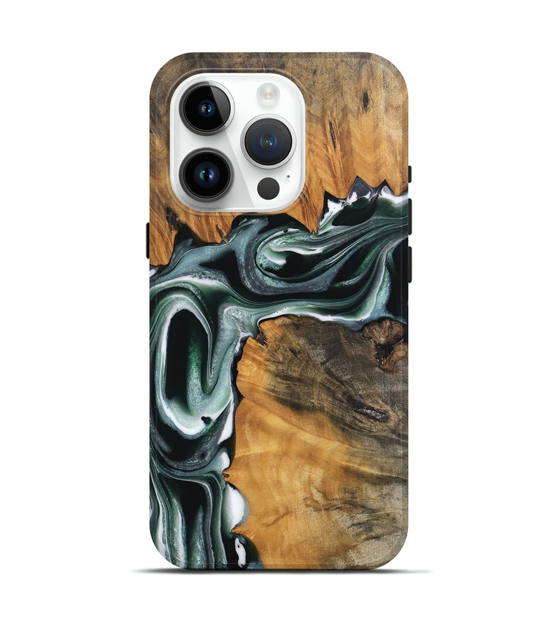 iPhone 15 Pro Wood Live Edge Phone Case - Pascal (Green, 744360)