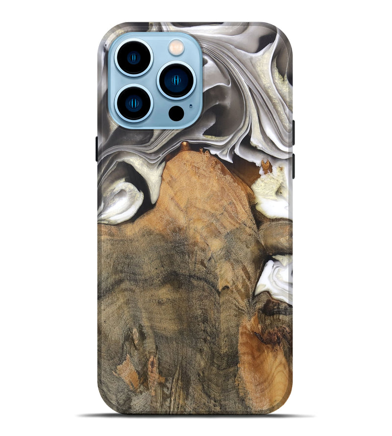 iPhone 14 Pro Max Wood Live Edge Phone Case - Jameson (Black & White, 744366)