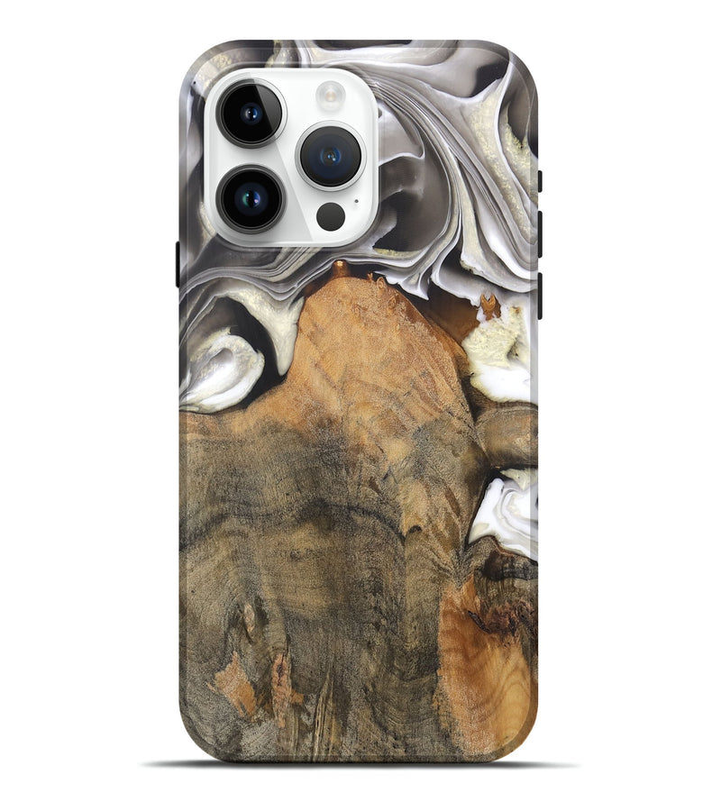 iPhone 15 Pro Max Wood Live Edge Phone Case - Jameson (Black & White, 744366)