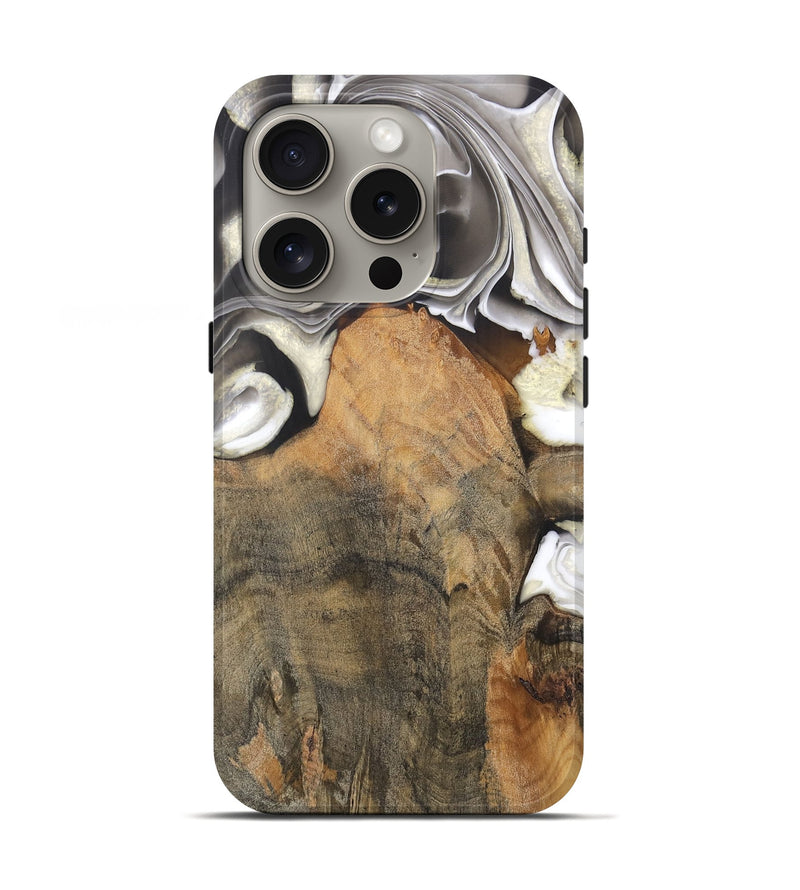 iPhone 16 Pro Wood Live Edge Phone Case - Jameson (Black & White, 744366)