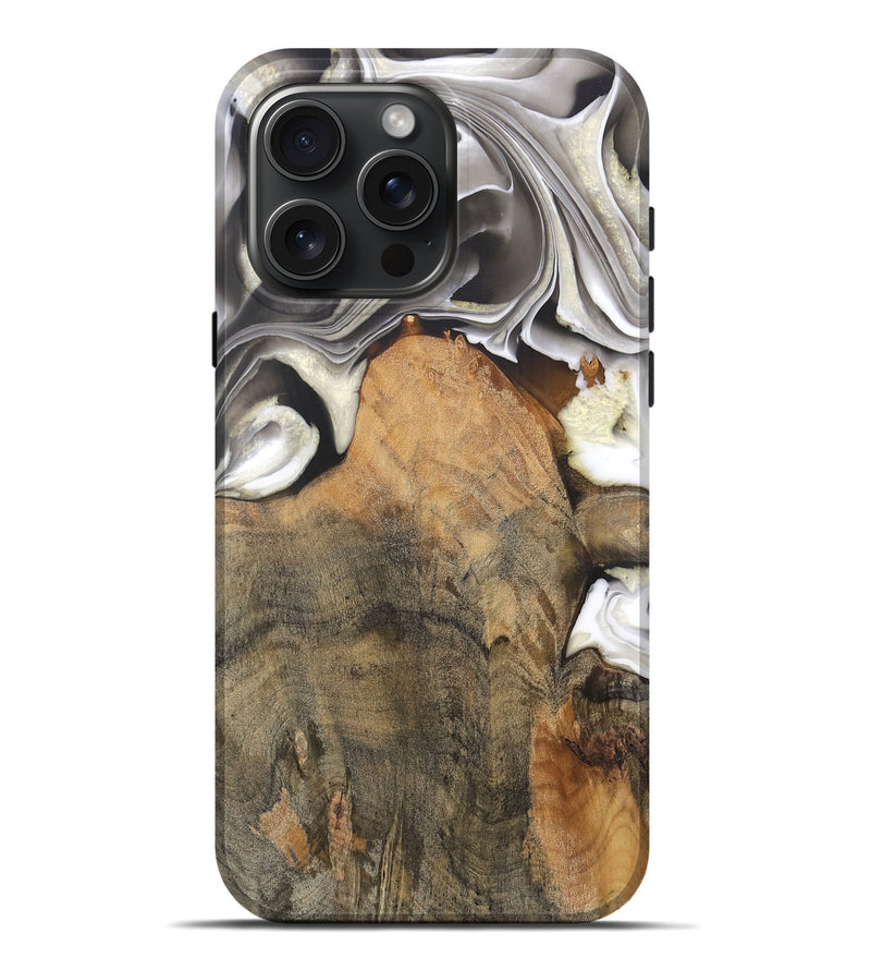 iPhone 16 Pro Max Wood Live Edge Phone Case - Jameson (Black & White, 744366)