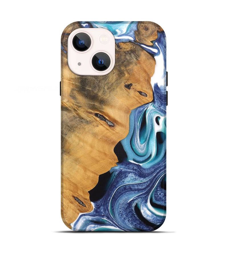 iPhone 13 Wood Live Edge Phone Case - Junk (Blue, 744367)