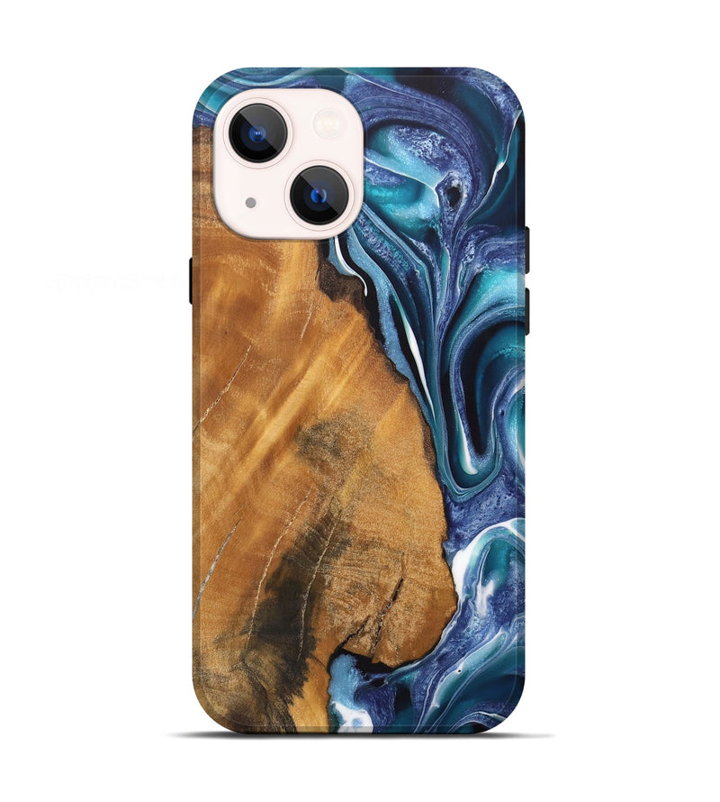 iPhone 13 Wood Live Edge Phone Case - Reena (Blue, 744368)