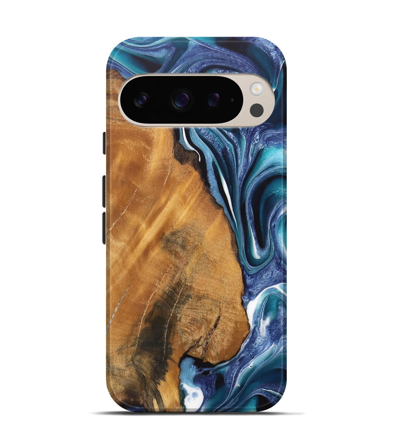 Pixel 9 Wood Live Edge Phone Case - Reena (Blue, 744368)