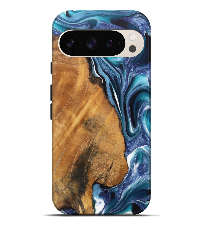 Pixel 9 Pro XL Wood Live Edge Phone Case - Reena (Blue, 744368)