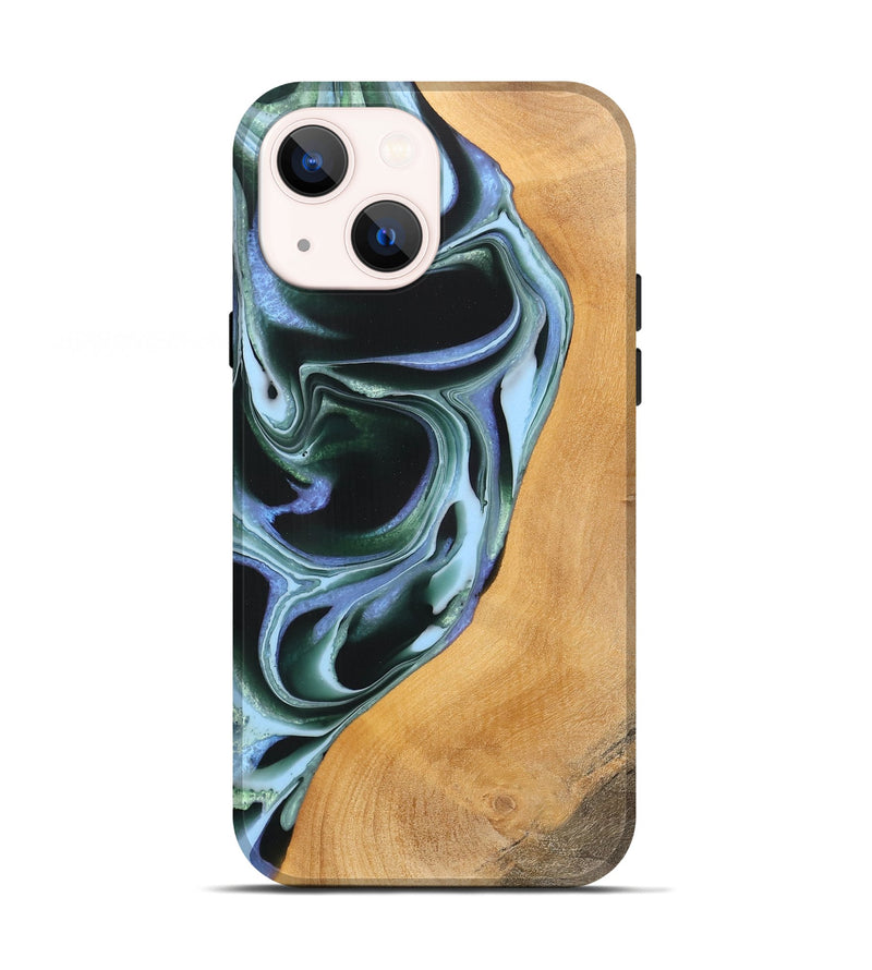 iPhone 13 Wood Live Edge Phone Case - Charly (Blue, 744373)