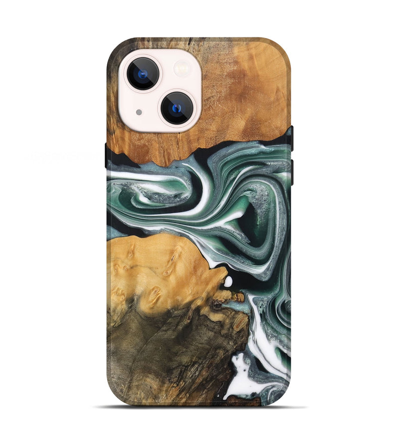 iPhone 13 Wood Live Edge Phone Case - Chuan (Green, 744374)