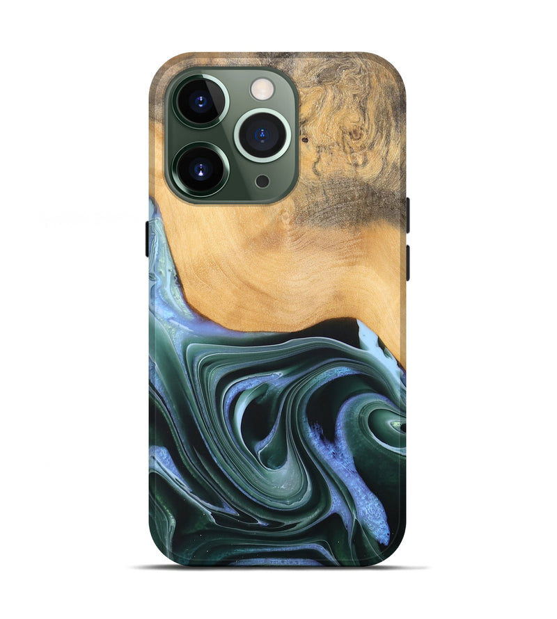 iPhone 13 Pro Wood Live Edge Phone Case - Lonnie (Green, 744375)