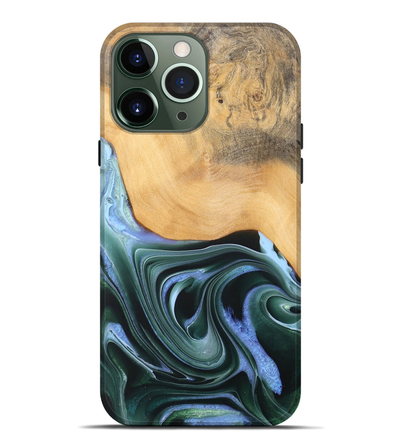 iPhone 13 Pro Max Wood Live Edge Phone Case - Lonnie (Green, 744375)