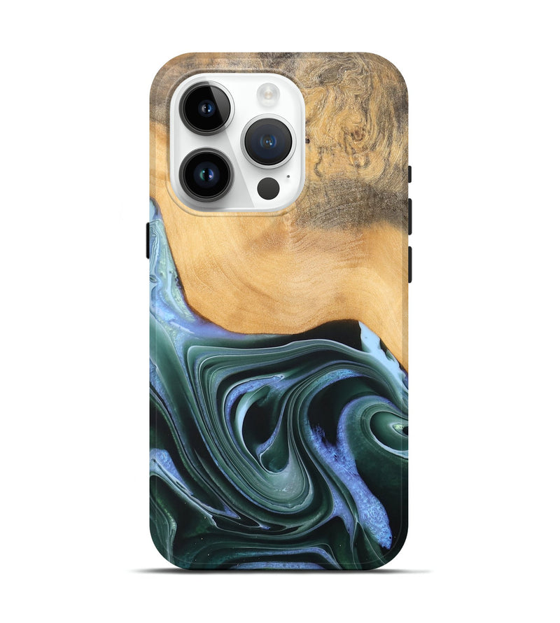 iPhone 15 Pro Wood Live Edge Phone Case - Lonnie (Green, 744375)