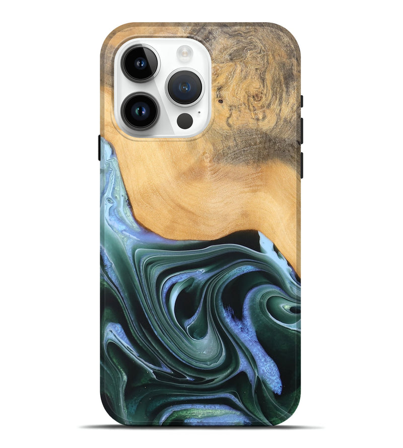 iPhone 15 Pro Max Wood Live Edge Phone Case - Lonnie (Green, 744375)