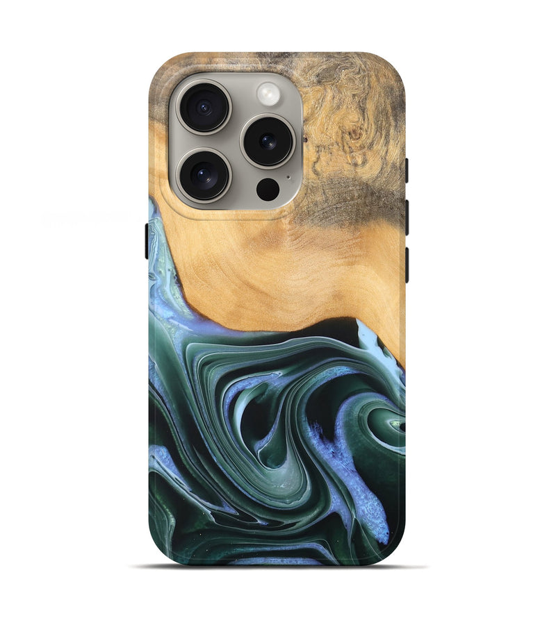 iPhone 16 Pro Wood Live Edge Phone Case - Lonnie (Green, 744375)