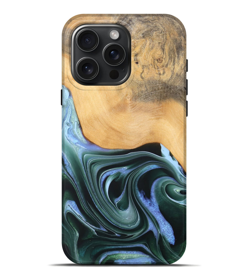 iPhone 16 Pro Max Wood Live Edge Phone Case - Lonnie (Green, 744375)