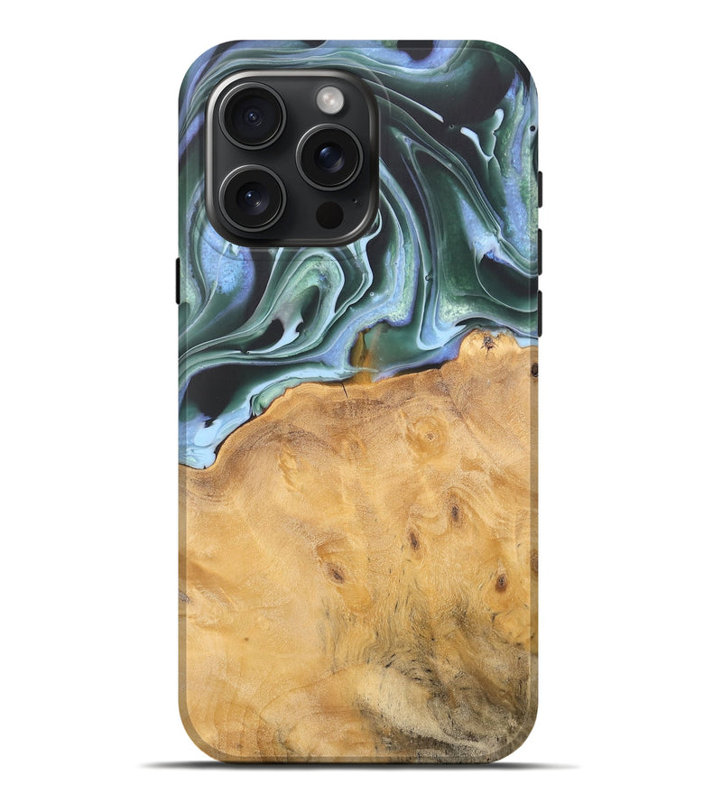 iPhone 16 Pro Max Wood Live Edge Phone Case - Charis (Green, 744376)