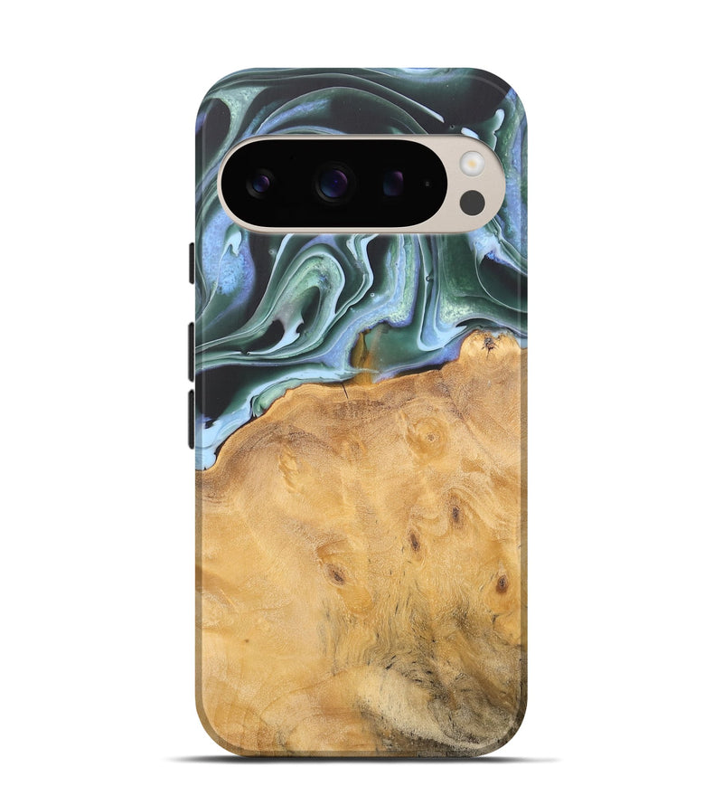 Pixel 9 Pro Wood Live Edge Phone Case - Charis (Green, 744376)