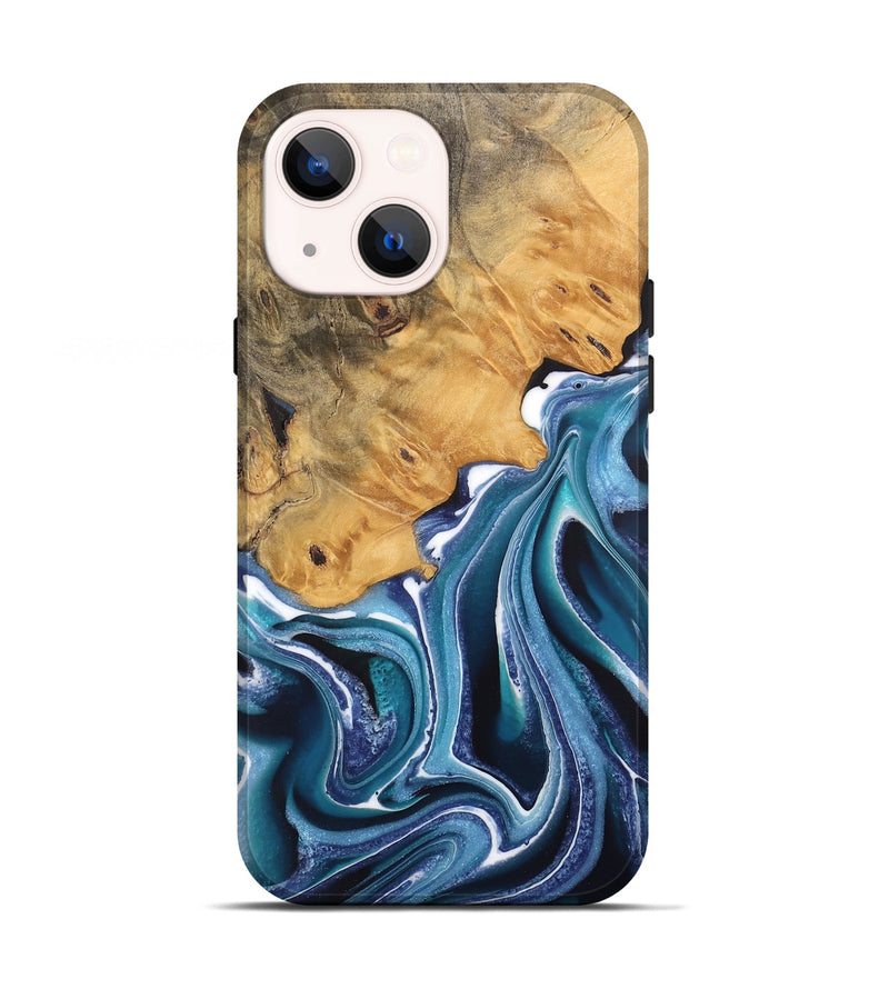 iPhone 13 Wood Live Edge Phone Case - Kinley (Blue, 744377)