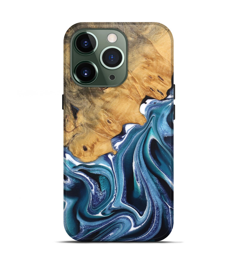 iPhone 13 Pro Wood Live Edge Phone Case - Kinley (Blue, 744377)